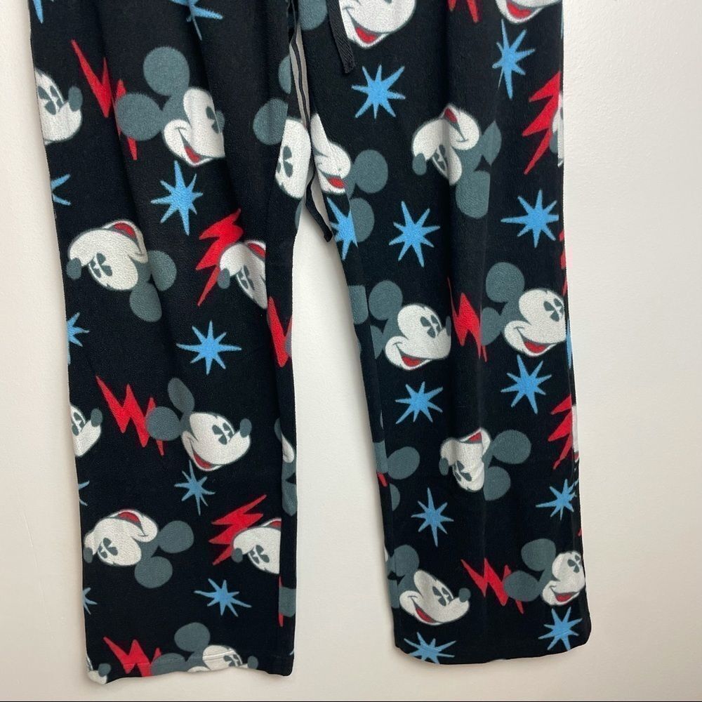 Disney Solid Black Mickey Mouse Graphic Pajama Pants Elastic Waist Band size L - Picture 8 of 11
